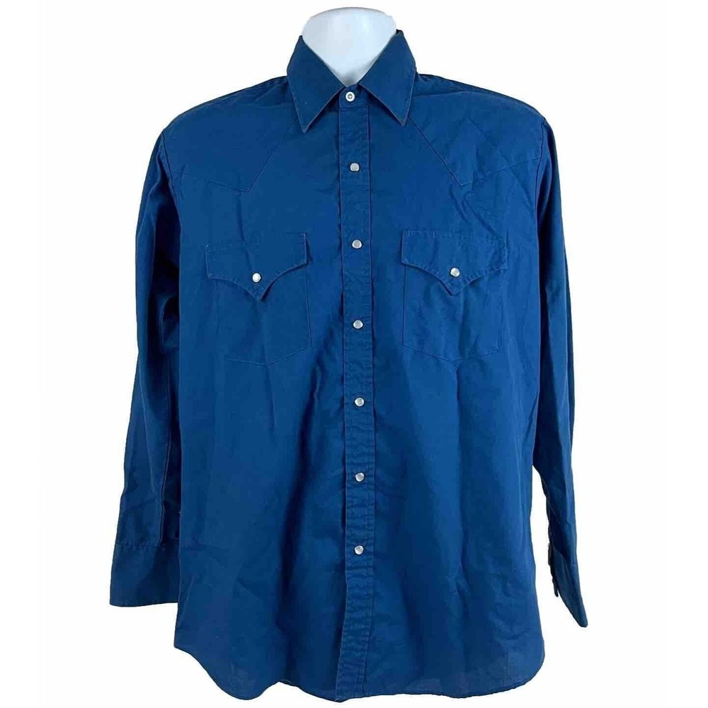 Plains Western Wear Cowboy Rodeo Shirt Men's Medium Pearl Snaps‎ Farmer Ranch